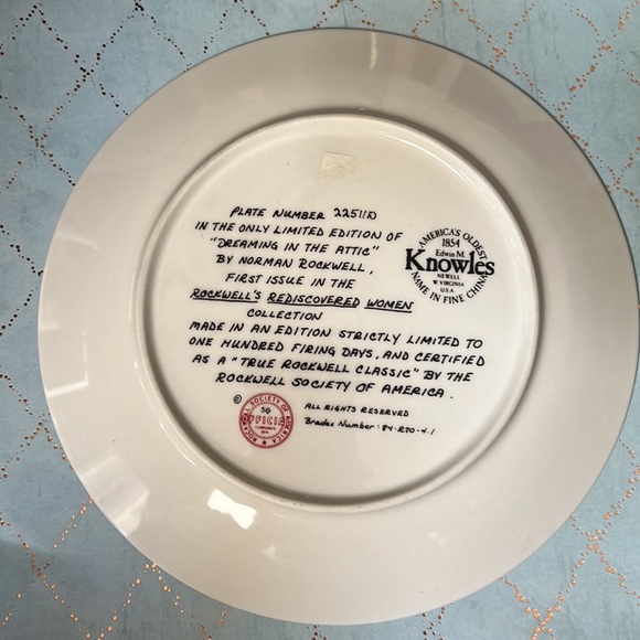Norman Rockwell “Dreaming InThe Attic” Plate #2 - Picture 3 of 5